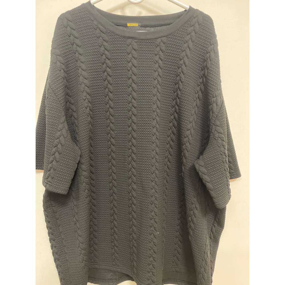 Manfinity Mens 5XL Black Cable Textured Knit Oversized Short Sleeve Top 9842/249